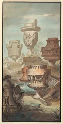 Dibujo, Fantasía de la ruina: Jarrones y Urnas, 1770