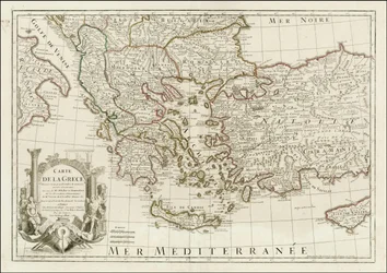 1780 mapa - Carte de la Grece Dressee sur un grand nombre de memoires anciens et nouveaux, Sur ceux de Mrs. Whele et Tournefort