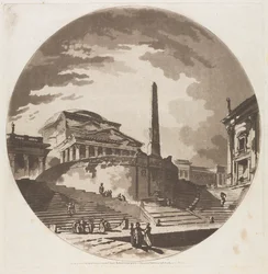 Vista de la rotonda con escaleras en el Tíber, 1766