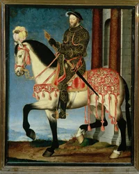 Retrato ecuestre de Francisco I de Francia ... (pintura sobre lienzo)