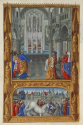 Las muy ricas horas del duque de Berry, Folio 129v - El Santísimo Sacramento
