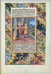 Ms Lat. Q.v.I.126 f.22 José interpretando los sueños del faraón, del "Libro de Horas de Luis de Orleans".