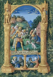 Ms Lat Q.v.I.126 f.36 La masacre de los inocentes, del "Libro de Horas de Luis de Orleans".