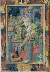 Ms Lat. Q.v.I.126 fol.11 La creación de Eva del Libro de Horas de Luis de Orleans, 1490