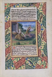 Adán y Eva trabajando, del Libro de Horas de Luis de Orleans, 1490