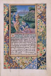 La embriaguez de Noé, del Libro de Horas de Luis de Orleans, 1490