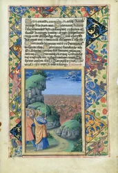 Moisés y los israelitas viendo a los egipcios ahogarse en el mar, del Libro de Horas de Luis de Orleans, 1490