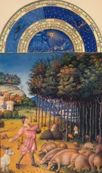 Noviembre - alimentando cerdos con bellotas, siglo XV, 1939