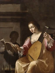 Mujer tocando un laúd, 1638