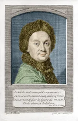 Pierre Louis Moreau de Maupertuis, astrónomo (1698 - 1759), grabado por J. Daullé en 1755
