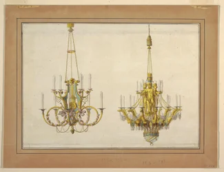 Diseño para dos candelabros de bronce dorado