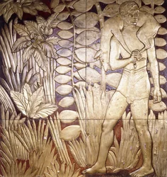 Cuatro paneles de madera lacada y dorada de "La Caza", c.1935-1949