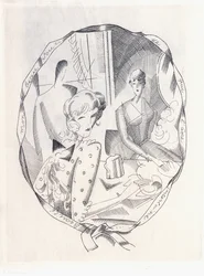 Ilustración de dos coquetas y un caballero, 1920