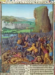 Ms Fr 247 fol.110 Victoria de los Israelitas sobre los Filisteos, ilustración de 