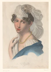 Mujer con pendientes de oro, collar y velo blanco
La Légéreté (título en el objeto)