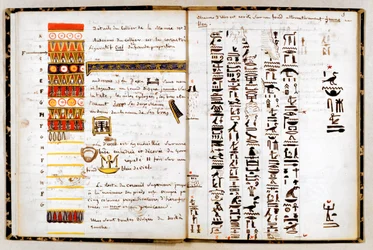 Jeroglíficos en el cuaderno de Jean-Francois Champollion, c1806-1832