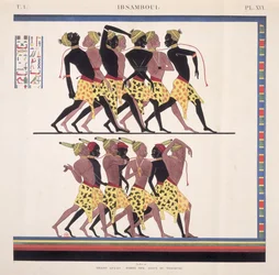 Interpretación de los frescos de Ibsambul que representan esclavos nubios, de «Monuments de l