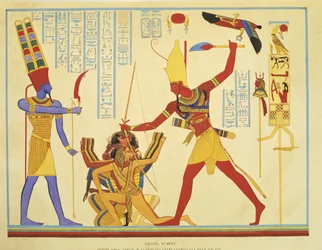 Reproducción de los frescos del templo de Abu Simbel por J. F. Champollion