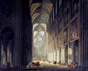 Vista interior de la catedral Notre Dame de París Pintura de J. F. Depelchin (1770-1835) 1789 Sol. 0,43x0,54m París, Museo Carnavalet - Vista interior de la catedral Notre Dame de París. Pintura de J.F. Depelchin (1770-1835)
