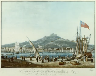 Vista de la ciudad y el puerto de Marsella desde el Ayuntamiento, c.1815-30
