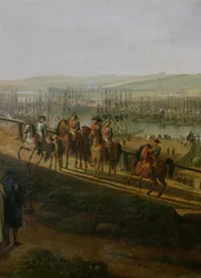 Napoleón Bonaparte (1769-1821) Visitando el Campamento en Boulogne en julio de 1804, detalle de Napoleón y la Flotilla, 1806