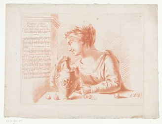 Impresión de título con mujer y jarra. Composiciones con partes del cuerpo humano (título de serie) Huitième Cahier, the Principes de Dessin (título de la serie sobre el objeto)