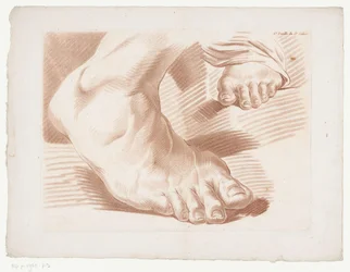 Dos pies 6.th Feuille du 5.e Cahier. (título en el objeto) Composiciones con partes del cuerpo humano (título de serie) Cinquième Cahier de Principes de Dessein (título de la serie)