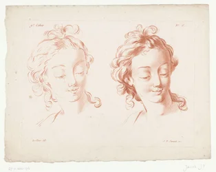 Dos cabezas de mujer
Composiciones con partes del cuerpo humano (título de la serie)
IX Cahier de Principes du Dessin d