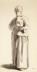 Una mujer de pie sosteniendo una taza, c.1852-56