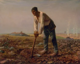 Hombre con una azada