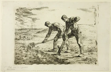 Dos hombres cavando