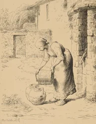 Mujer vaciando un cubo, 1862