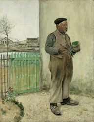 Hombre que acaba de pintar su cerca