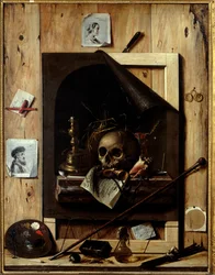 Vanitas y trampantojo - Pintura por Jean Francois De Le Motte (siglo XVII) - Estrasburgo, Museo de Bellas Artes