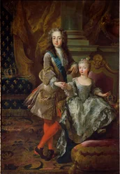 Retrato del Rey Luis XV y su prometida María Ana Victoria de España, hija de Felipe V de España