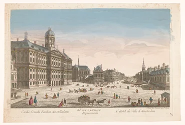 Vista del Ayuntamiento y la Plaza Dam en Amsterdam 80. Vue d
