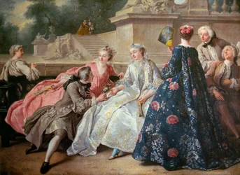 La corte de amor. Pintura de Jean Francois de Troy (1679-1752) 1731. Berlín, Museo Estatal