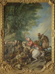 Turcos cazando leones (óleo sobre lienzo)