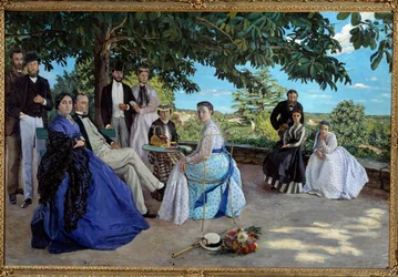 Reunión familiar: retrato de una familia burguesa francesa en un jardín
