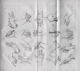 Fisonomía - Fisonomónica - Varias manos cuya expresión es diferente - «El arte de conocer a los hombres mediante la fisonomía» de Johann Kaspar Lavater o Gaspard Lavater (1741-1801), teólogo suizo - 1806