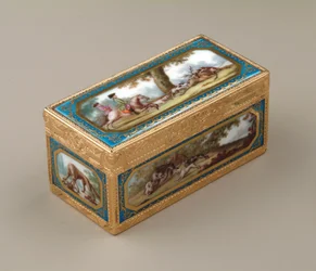 Caja de rapé, c.1760 (oro con porcelana de Sèvres)