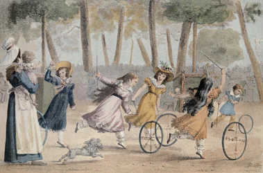 Niñas jugando con aros en los jardines de Luxemburgo
