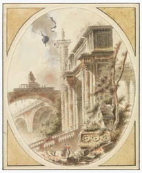 Dibujo, Fantasía de una ruina arquitectónica, ca. 1770
