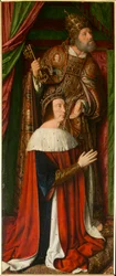 Pedro II de Borbón con San Pedro (detalle). Tríptico del maestro de Moulins
