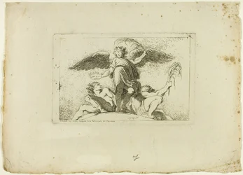 Ángel sosteniendo una palma y una corona