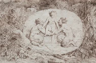 Bacanales: Ninfa sostenida por dos sátiros, 1763