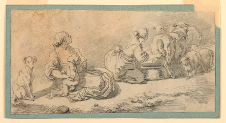 Dibujo, Escena pastoral, hacia 1770
