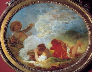 Perrette y el pote de leche. Según el cuento "La lechera y el pote de leche" de Jean de la Fontaine. Pintura de Jean Honoré Fragonard (1732-1806) siglo XVIII. Museo Cognacq Jay
