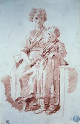 Niña y su hermanita Sanguina por Jean Honoré Fragonard (1732-1806) 1774 Besançon, Museo de Bellas Artes
