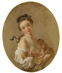 Niña Sosteniendo Dos Cachorros, c.1770
